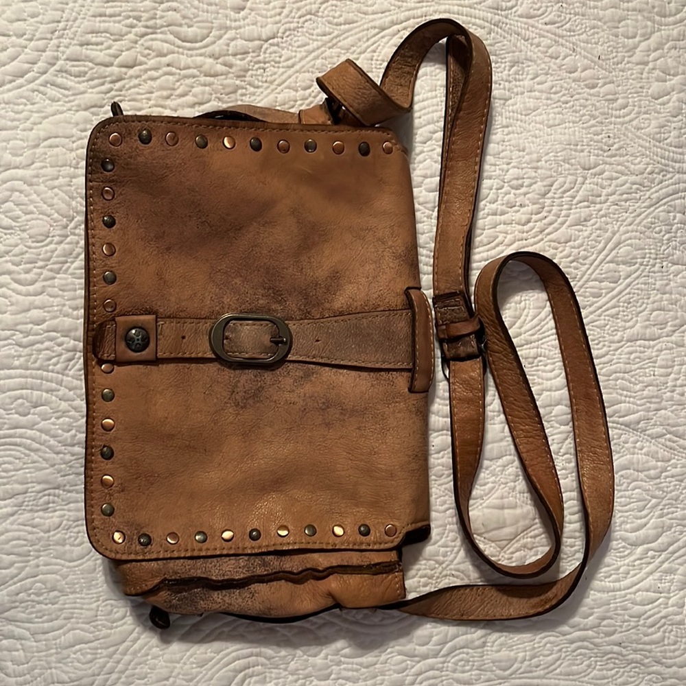 Patricia Nash Italian Leather Distressed Crossbody Messenger Bag